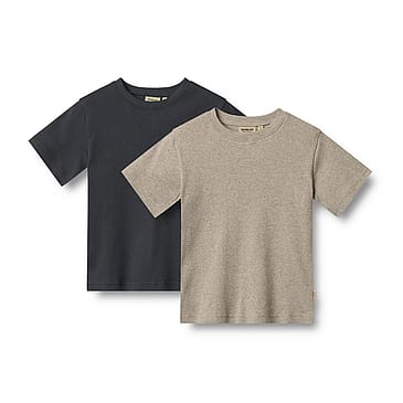 WHEAT Rib T-Shirt Short Sleeve Fabian 2-pak Navy Str 128/8 år