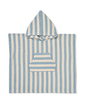WHEAT Terry Poncho Lille Blue Swim Stripe Str 7-8 år/ 122-128 cm