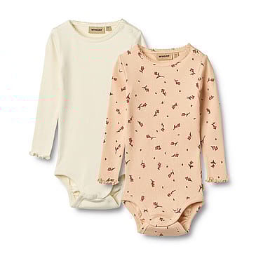 WHEAT Body Long Sleeve Regitze 2-pak Rose Water Flowers Str 68/6 m