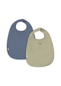 Konges Sløjd 2 Pack Dinner Bib Tea Stripe/Flint Stone