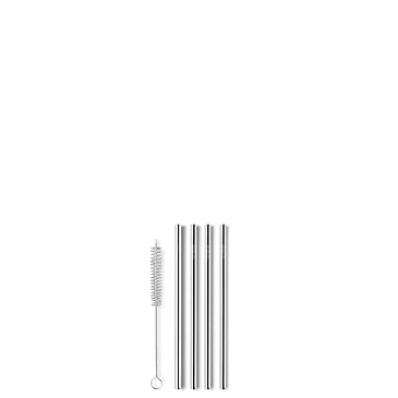 AYA&IDA Smoothie Straw Silver Straight 4-pak