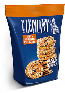 Elephant Baked Squeezed Pretzels Black & White Sesame