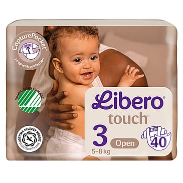 Libero Touch Åbne Bleer Str. 3, 5-8 kg - 40 stk