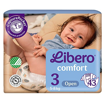 Libero Comfort Åbne Bleer Str. 3, 5-8 kg - 43 stk