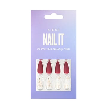 KICKS Beauty Press On Nails Xmas White/Red