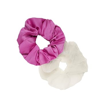 KICKS Beauty Large Hair Scrunchies Pink/White 2 stk.