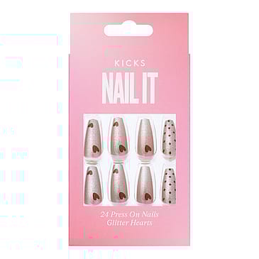 KICKS Beauty Press on Nails Glitter Hearts