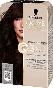 Schwarzkopf Creme Supreme Caring Color Creme 3-0 Natural Black Brown