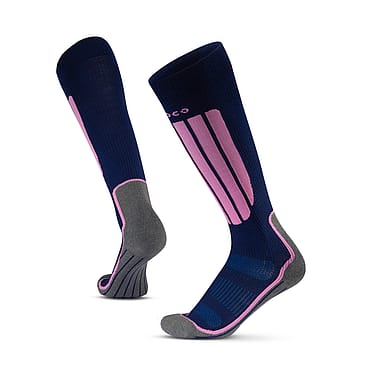Gococo Compression Skiing Strømpe Navy/Pink L (40-45 cm around calf)