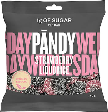 Pandy Strawberry/liquorice Sukkerfri 50 g