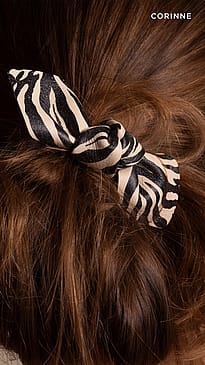 CORINNE Leather Bow Hair Tie Big and Small 2-pack Zebra