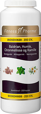 Fitness Pharma Baldrian, Humle, Citronmelisse og Kamille 200 kaps.