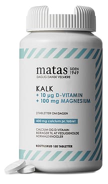 Matas Striber Kalk 400 mg + Magnesium 100 mg + D-vitamin 10 µg 150 tabl.