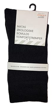 Matas Striber Økologiske Bomulds Komfortstrømpe Sort 37-41