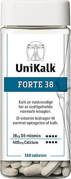 Unikalk Kalk 400 mg og D-vitamin 38 µg 180 tabl.