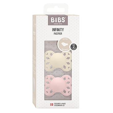 BIBS Infinity Silikone Sut Anatomisk 2-pak Ivory/ Blossom Str. 2