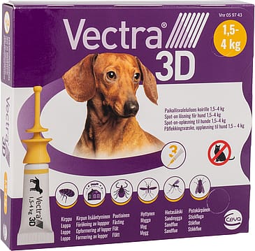 Vectra 3D Spot-on-opløsning til hunde 1,5-4 kg 1,5-4 kg 3 pak