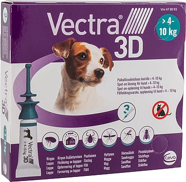 Vectra 3D Spot-on-opløsning til hunde 4-10 kg 3 pak