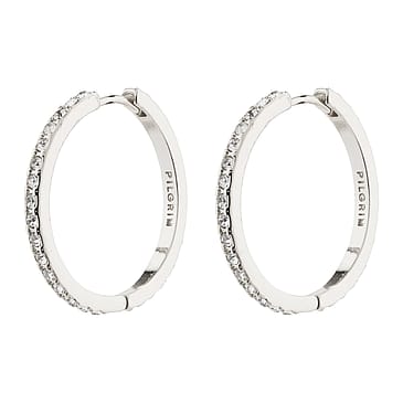 Pilgrim Ebna Crystal Hoops Maxi Sølv Belagt