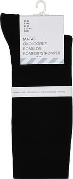 Matas Striber Økologiske Bomulds Komfortstrømpe Sort 41-46