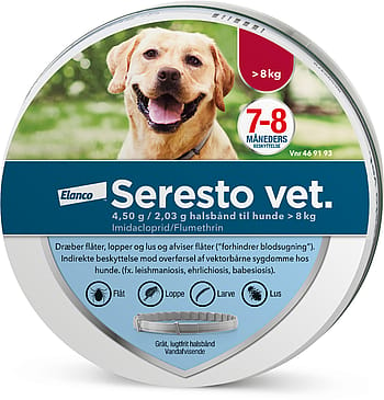 Seresto Vet Halsbånd til Hund og Kat Over 8 kg.