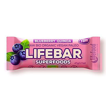 Lifefood LifeBar Blåbær Quinoa RAW Ø 47 g