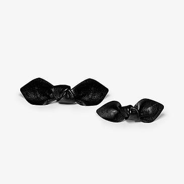 Corrine Leather Bow Hair Clip Big And Small 2-Pack Black