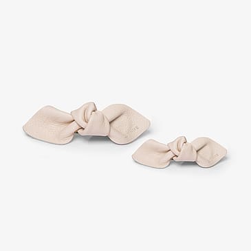 Corrine Leather Bow Hair Clip Big And Small 2-Pack Cream