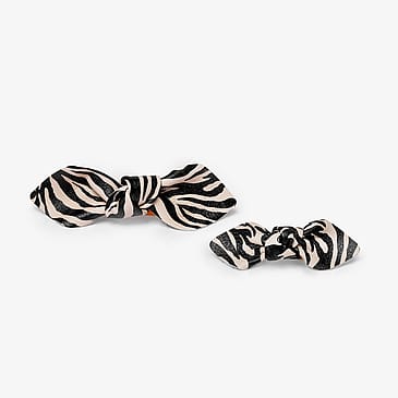 Corinne Leather Bow Hair Clip Big And Small 2-Pack Zebra