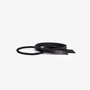 Corrine Leather Band Short Narrow Black