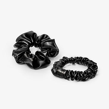 Corrine Vegan Scrunchie Big And Small 2-Pack Black