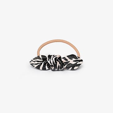 Corrine Leather Bow Small Hair Tie Zebra