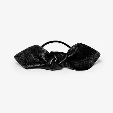 Corinne Leather Bow Big Hair Tie Black