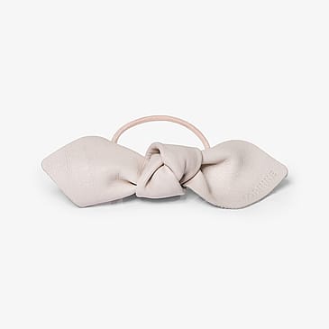 Corinne Leather Bow Big Hair Tie Cream