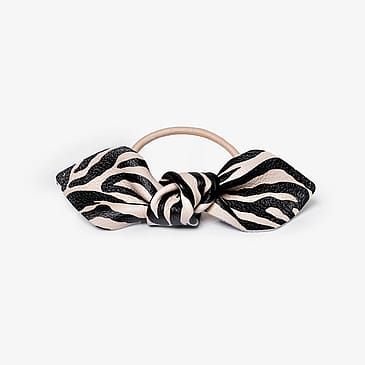 Corinne Leather Bow Big Hair Tie Zebra