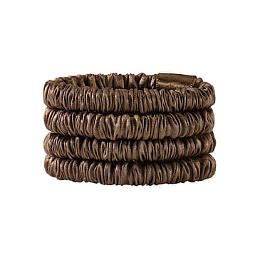 Lenoites Mulberry Silk Skinny Scrunchie Dark Brown