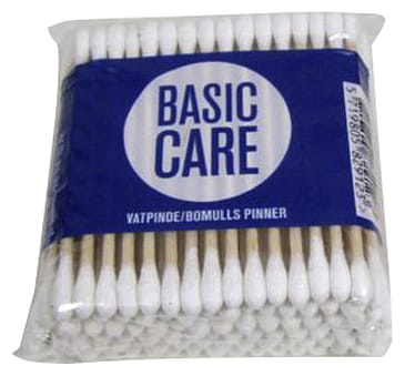 Basic Care Vatpinde med Træpind 100 stk.