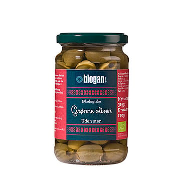 Biogan Oliven grønne u. sten Ø 320 g