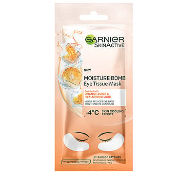 Garnier SkinActive Moisture Bomb Hyaluronic Acid + Orange Juice Eye Sheet Mask 1 Par