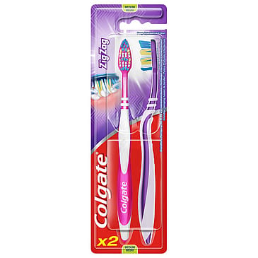 Colgate Tandbørste Zig-Zag Medium 2 stk