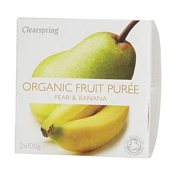 Clearspring Frugtpuré banan, pære Ø 200 g
