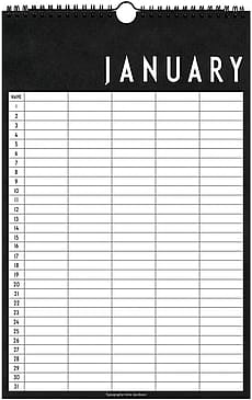 Design Letters Monthly Planner Papir Sort