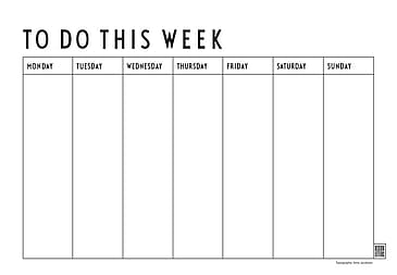 Design Letters Weekly Planner Papir Sort