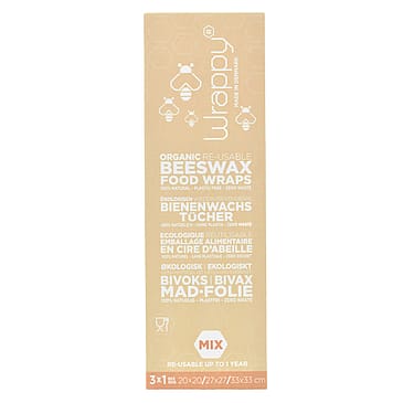 Wrappy Økologisk Genanvendeligt Bivoks Madindpakning Small/Medium/Large /3 stk.