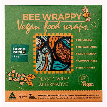 Bee Happy Vegan Food Wraps 2-pak Large