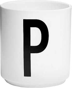 Design Letters Personlig Porcelæn Kop A-Z Hvid P