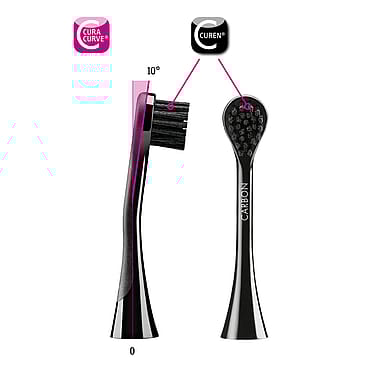 Curaprox Black Is White Hydrosonic Børstehoveder Med Aktivt Kul 2 Pak