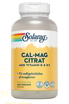 Solaray Cal-Mag Citrat med vitamin D og K2 240 kaps.