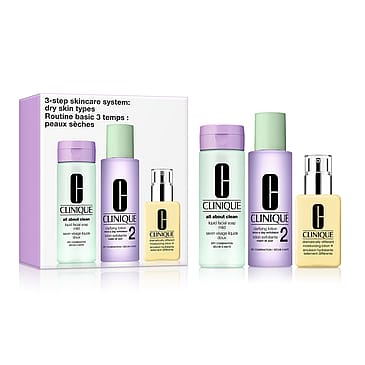 Clinique 3-Step Skincare System Gift Set: Dry Skin Types 200ml + 200ml + 125ml