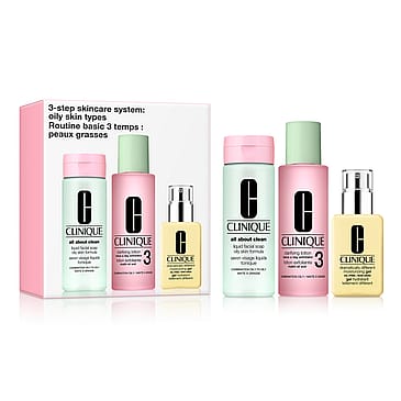Clinique 3-Step Skincare System Gift Set: Oily Skin Types 200ml + 200ml + 125ml
